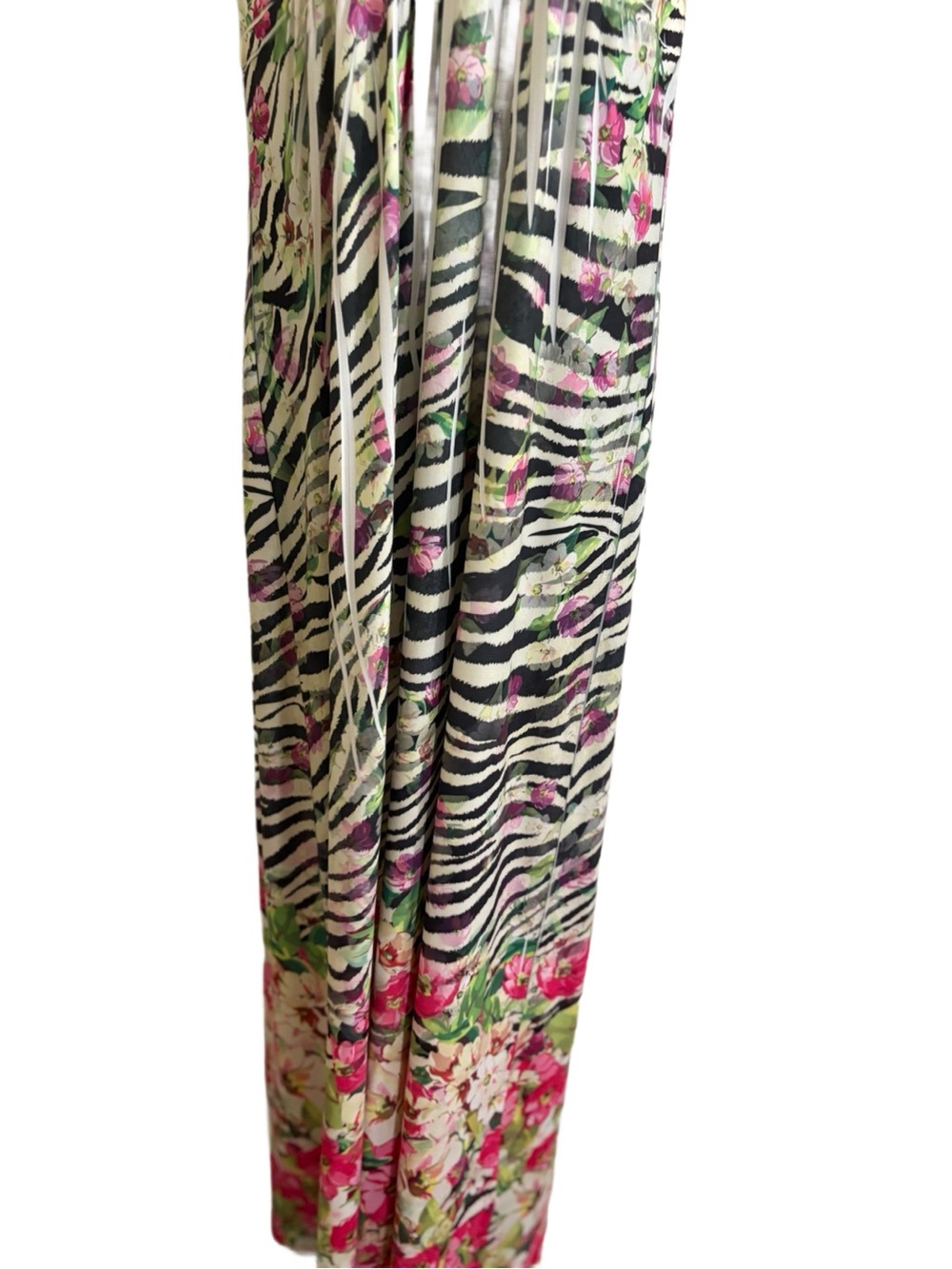 Sleeveless Floral & Zebra Print Maxi Dress in Pink and Green - Picture 3 of 6